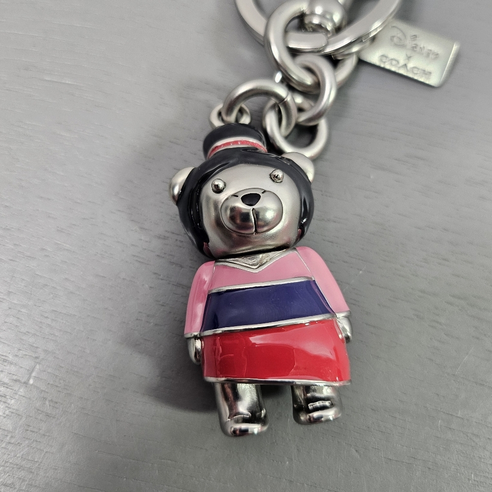 Coach X Disney Mulan Bear Bag Charm and Key Ring 7532 New 4"L x 1"W x 1"H